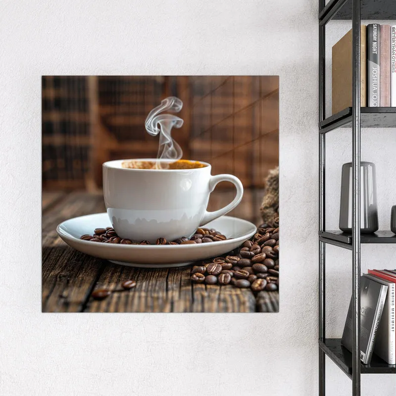 Glas Magnettafel - Dampfende Tasse Kaffee