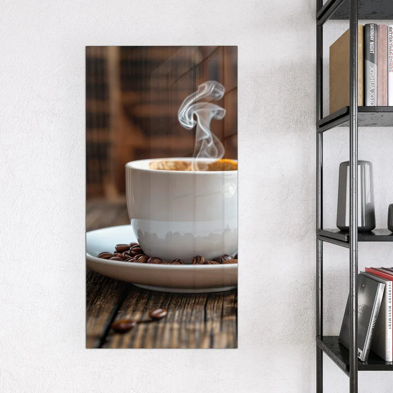 Glas Magnettafel - Dampfende Tasse Kaffee