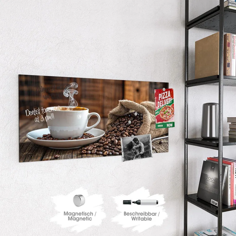 Glas Magnettafel - Dampfende Tasse Kaffee