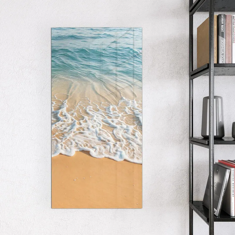 Glas Magnettafel - Wellen am Strand