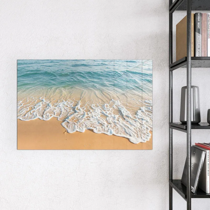 Glas Magnettafel - Wellen am Strand