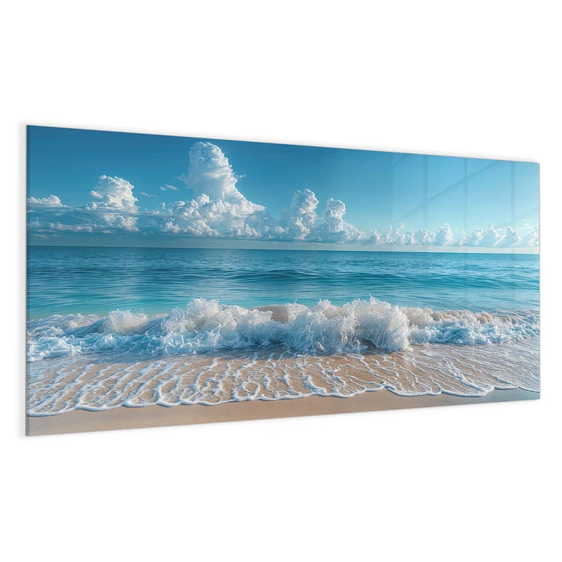 Glas Magnettafel - Brandung unter Wolken