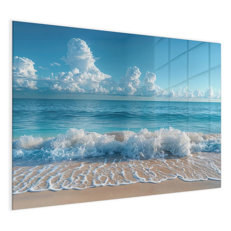 Glas Magnettafel - Brandung unter Wolken