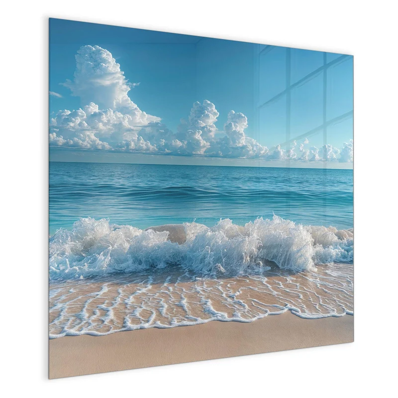 Glas Magnettafel - Brandung unter Wolken