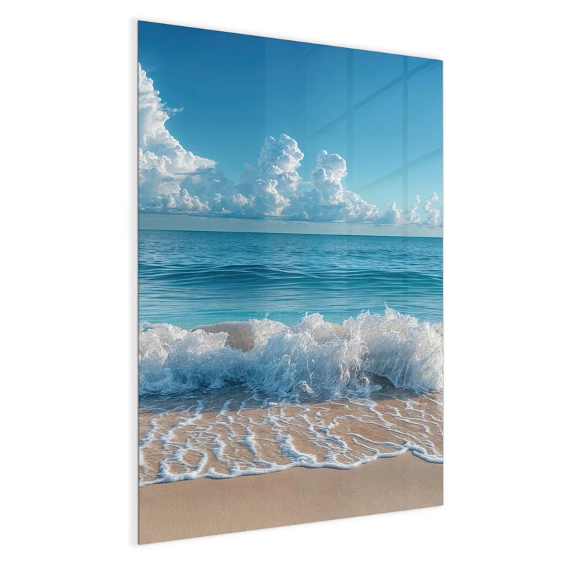 Glas Magnettafel - Brandung unter Wolken