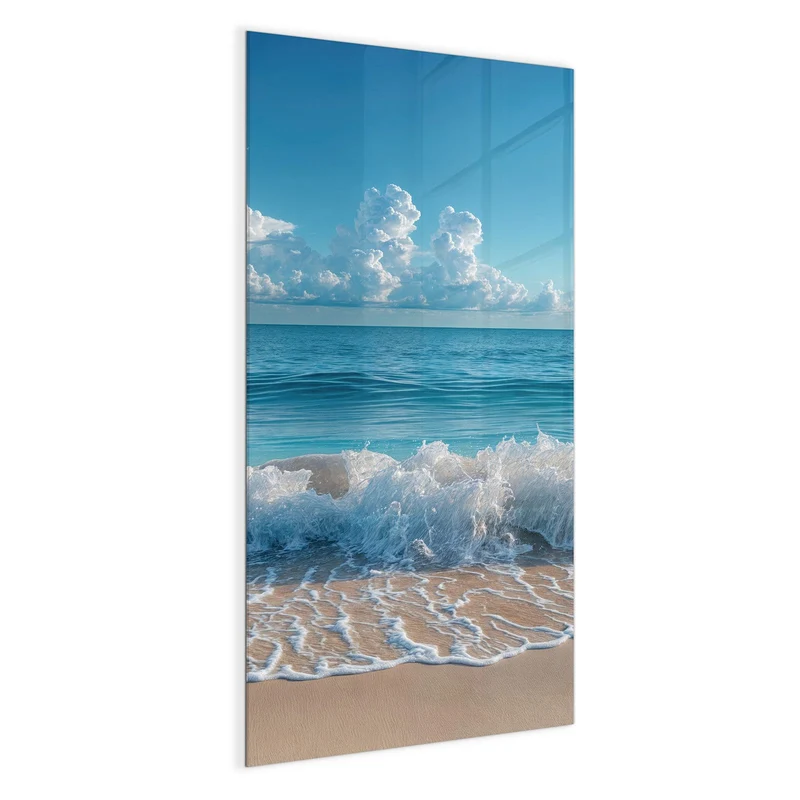 Glas Magnettafel - Brandung unter Wolken