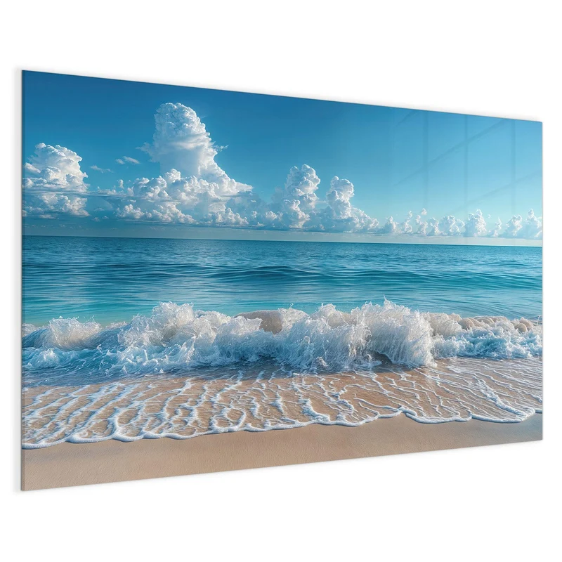 Glas Magnettafel - Brandung unter Wolken