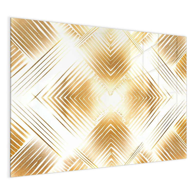 Glas Magnettafel - Goldenes Rautenmuster