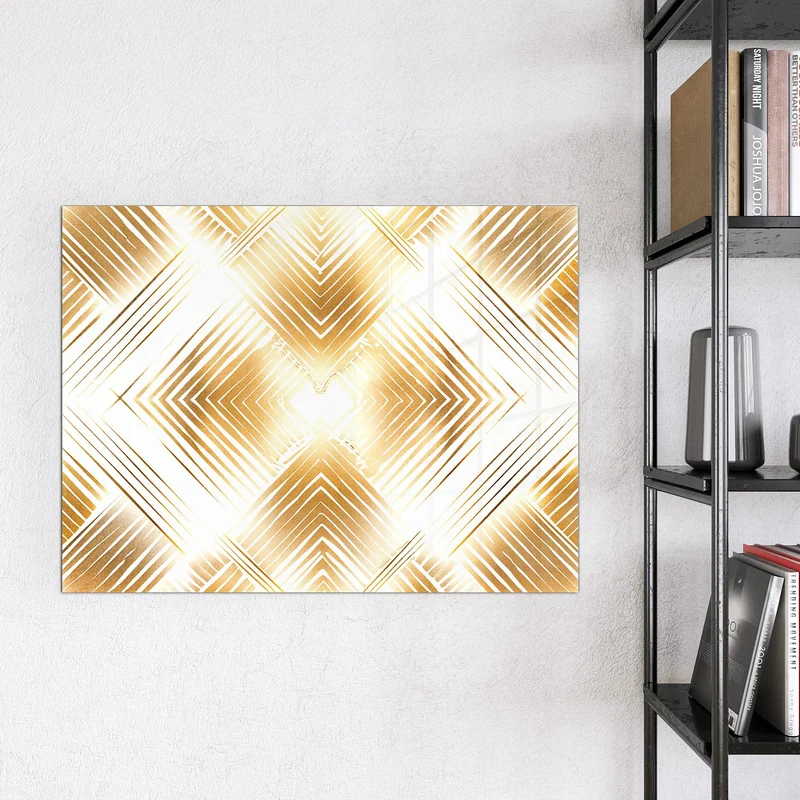 Glas Magnettafel - Goldenes Rautenmuster