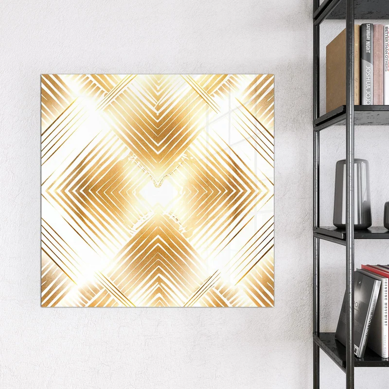 Glas Magnettafel - Goldenes Rautenmuster