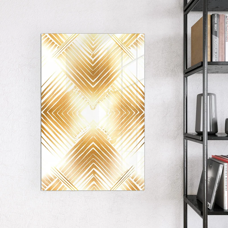 Glas Magnettafel - Goldenes Rautenmuster