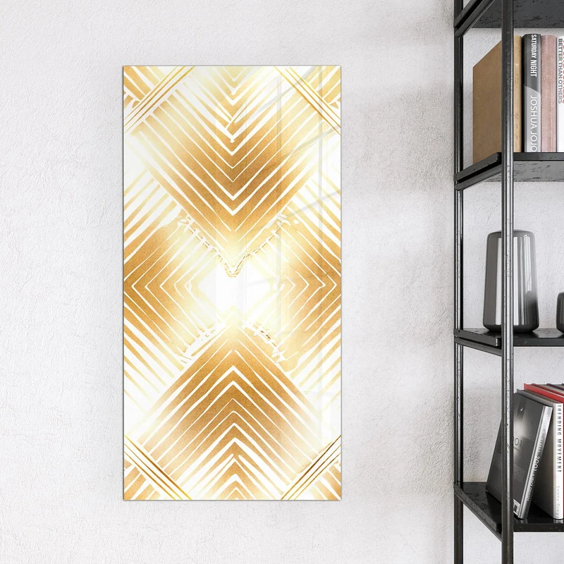 Glas Magnettafel - Goldenes Rautenmuster