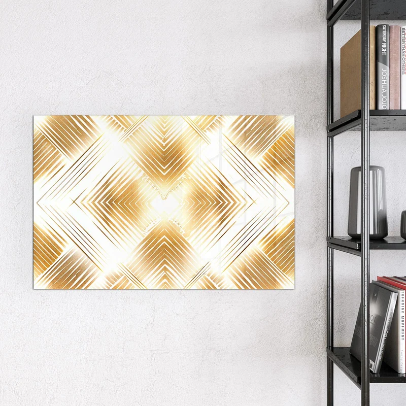 Glas Magnettafel - Goldenes Rautenmuster