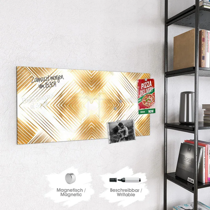 Glas Magnettafel - Goldenes Rautenmuster
