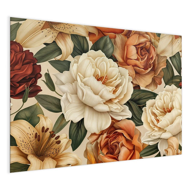 Glas Magnettafel - Rosen in Terrakotta