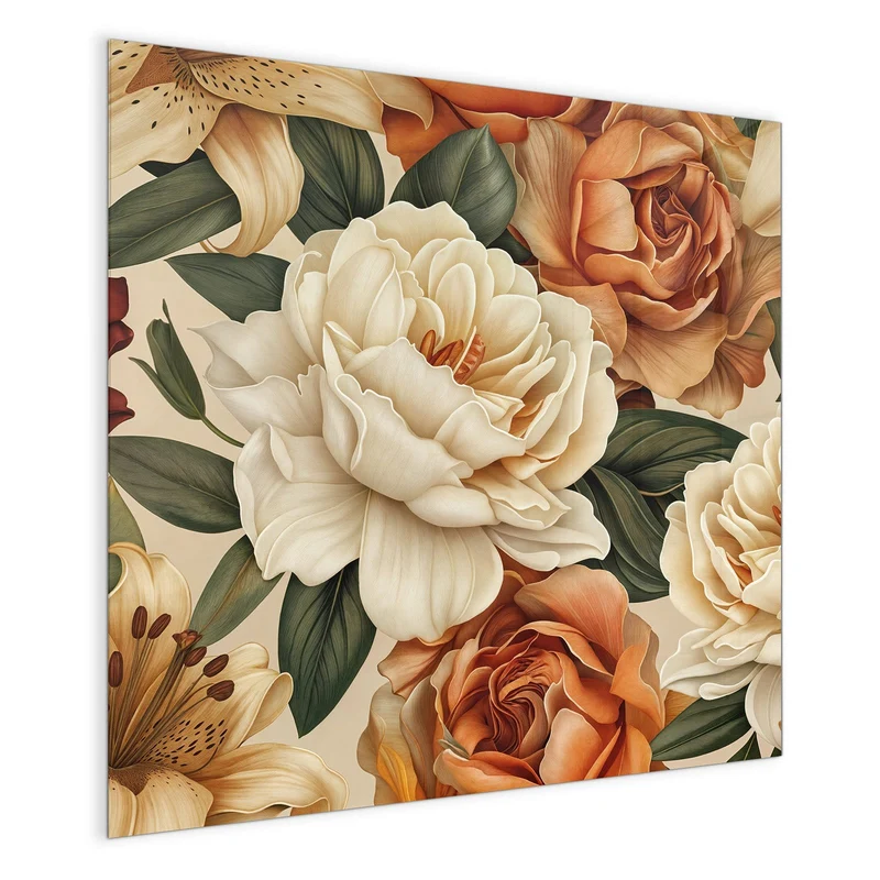 Glas Magnettafel - Rosen in Terrakotta