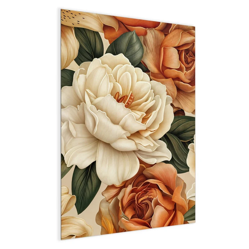 Glas Magnettafel - Rosen in Terrakotta