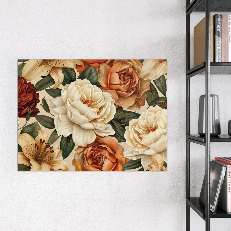 Glas Magnettafel - Rosen in Terrakotta