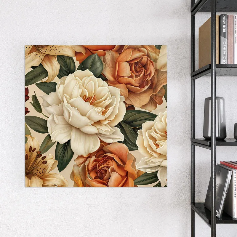 Glas Magnettafel - Rosen in Terrakotta