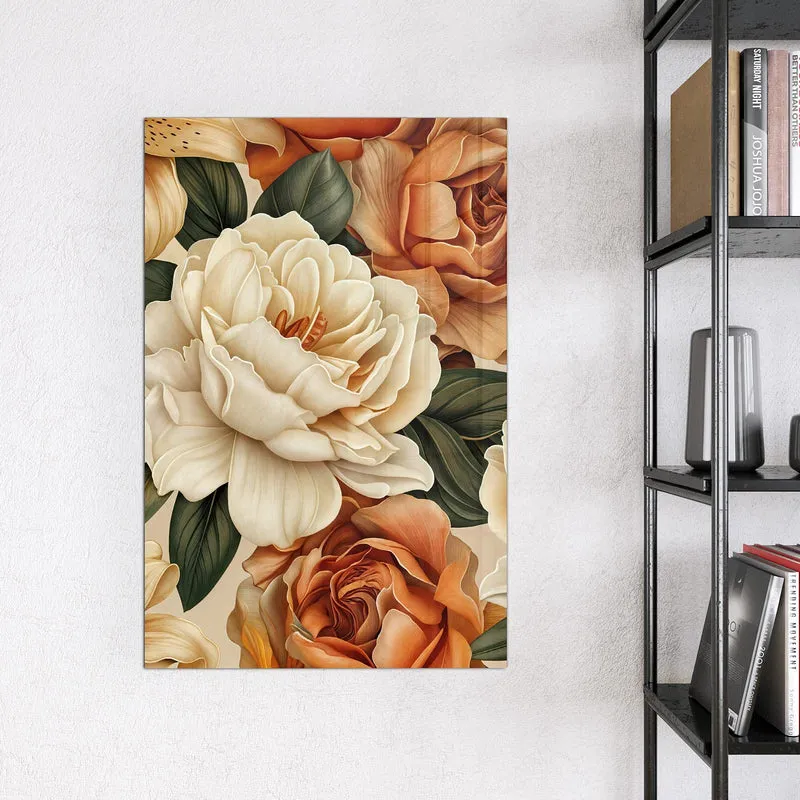 Glas Magnettafel - Rosen in Terrakotta