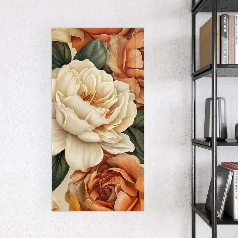 Glas Magnettafel - Rosen in Terrakotta