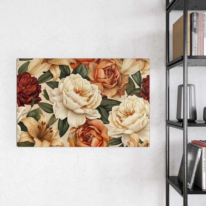Glas Magnettafel - Rosen in Terrakotta