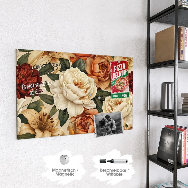 Glas Magnettafel - Rosen in Terrakotta