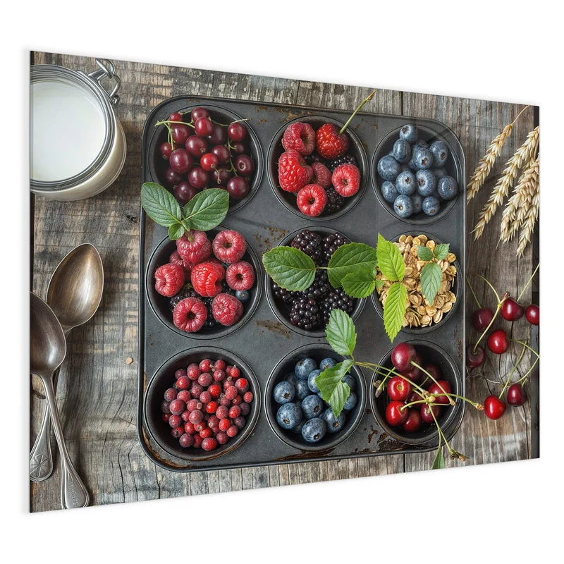 Glas Magnettafel - Beeren in Muffinform