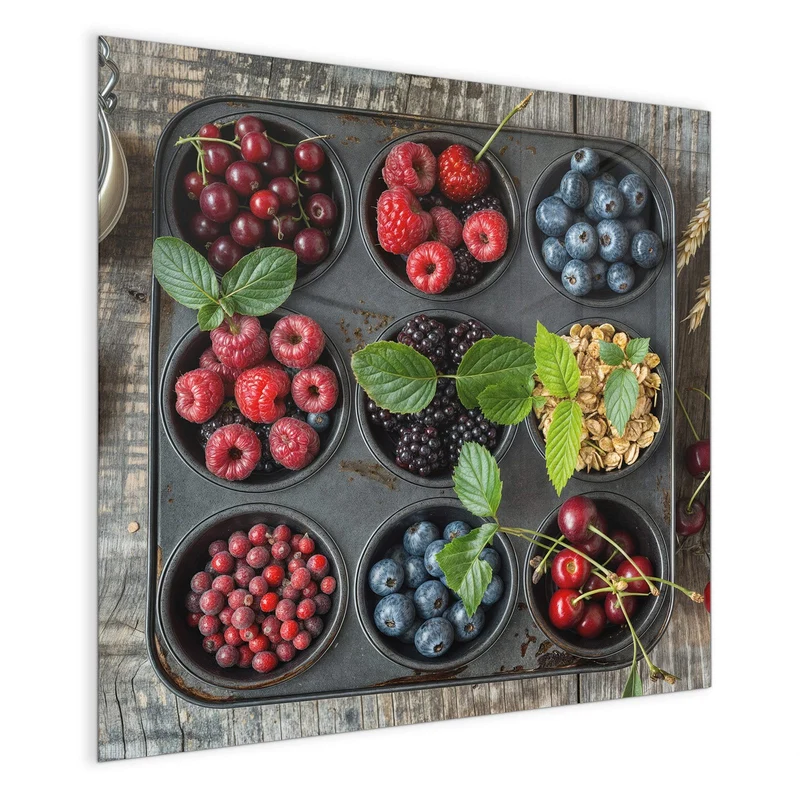 Glas Magnettafel - Beeren in Muffinform