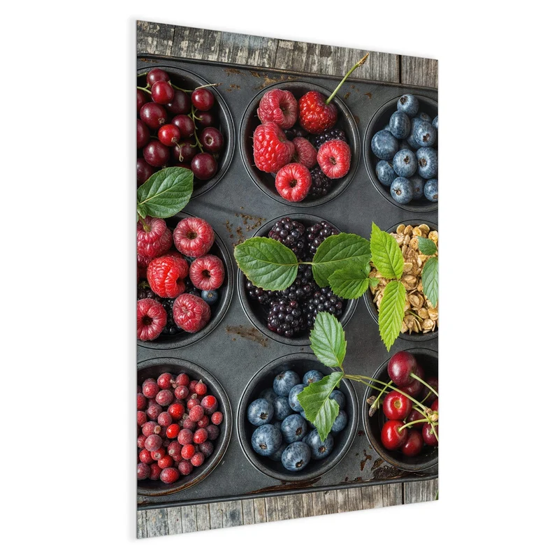 Glas Magnettafel - Beeren in Muffinform