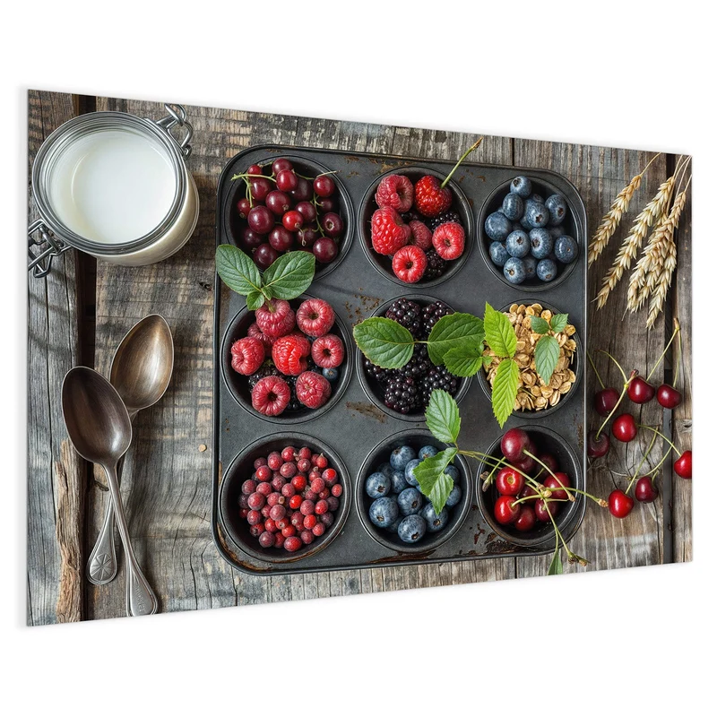 Glas Magnettafel - Beeren in Muffinform