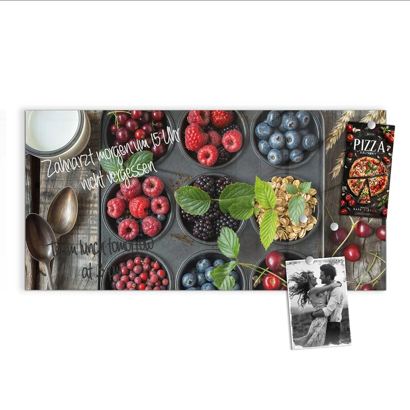 Glas Magnettafel - Beeren in Muffinform