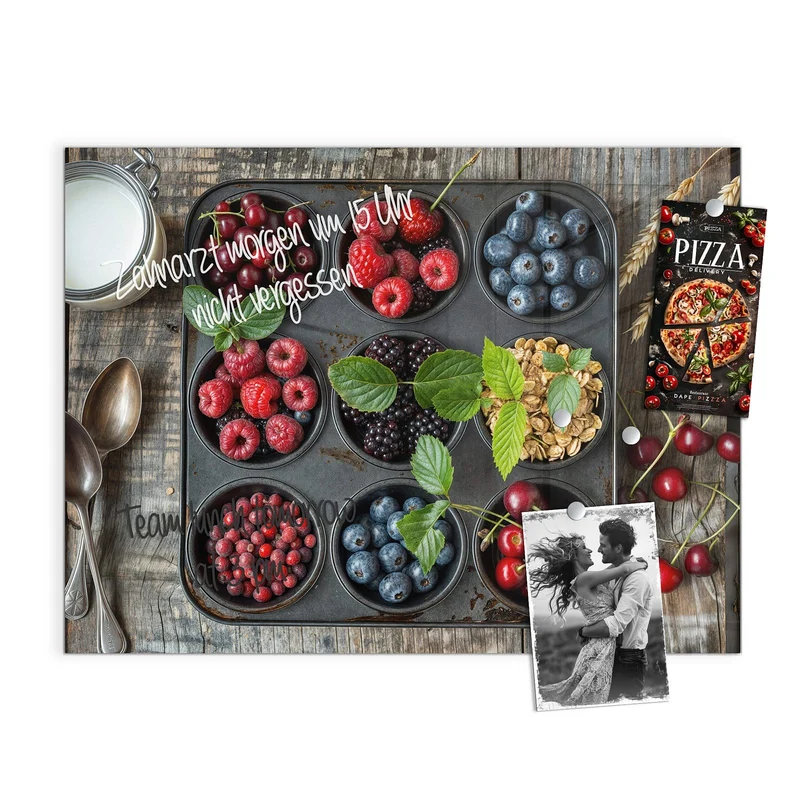 Glas Magnettafel - Beeren in Muffinform