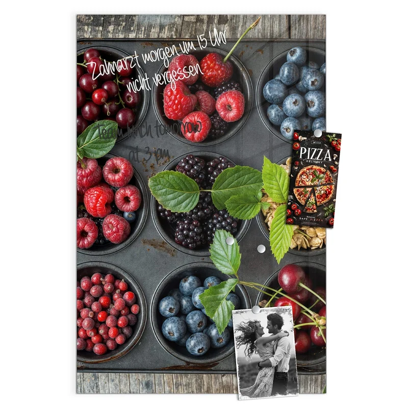 Glas Magnettafel - Beeren in Muffinform