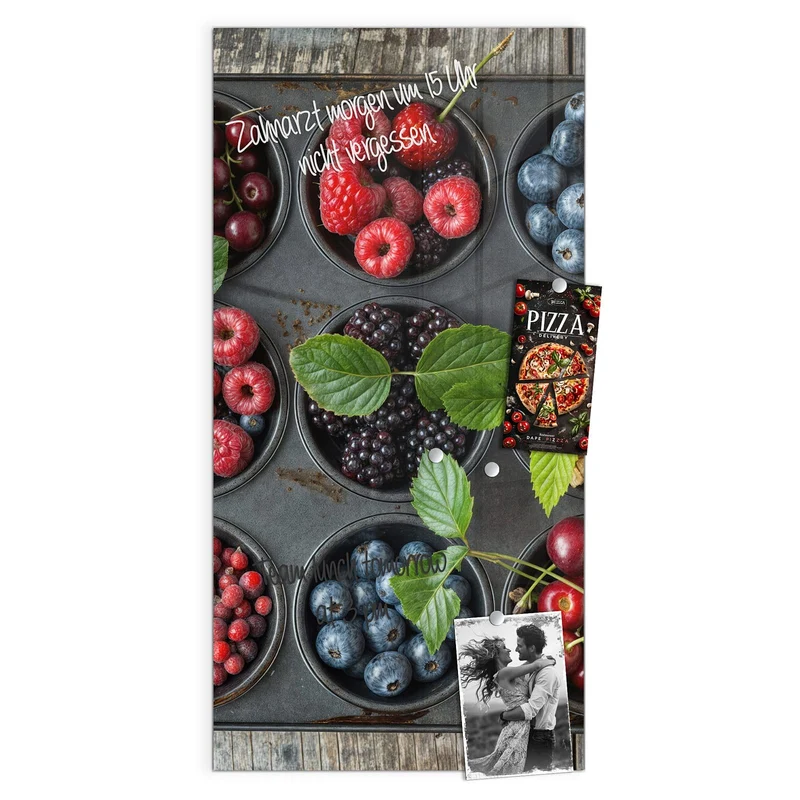 Glas Magnettafel - Beeren in Muffinform