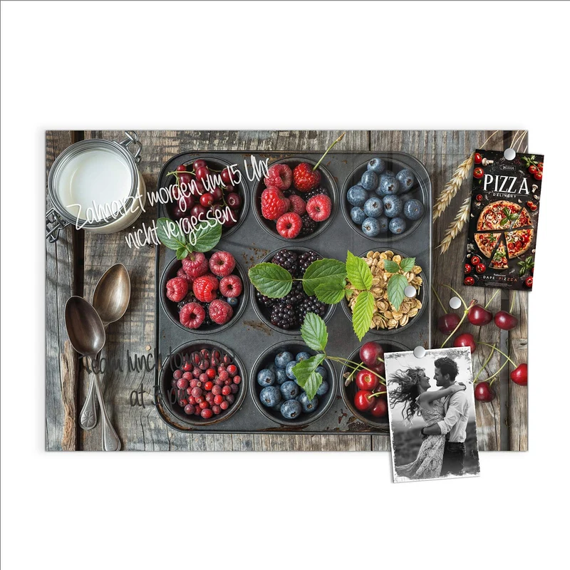 Glas Magnettafel - Beeren in Muffinform