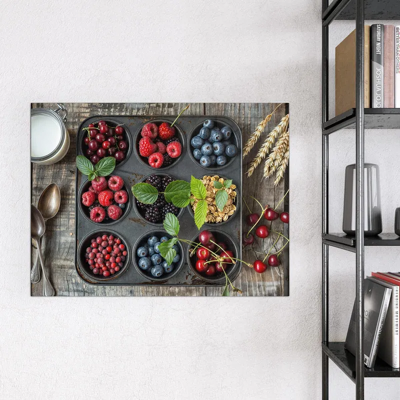 Glas Magnettafel - Beeren in Muffinform