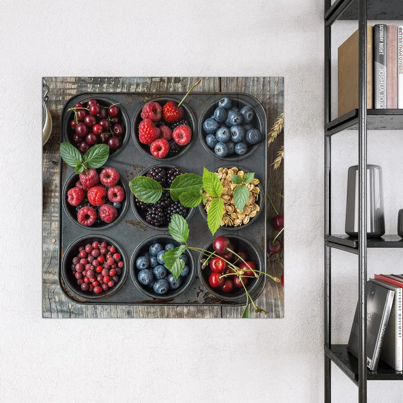 Glas Magnettafel - Beeren in Muffinform