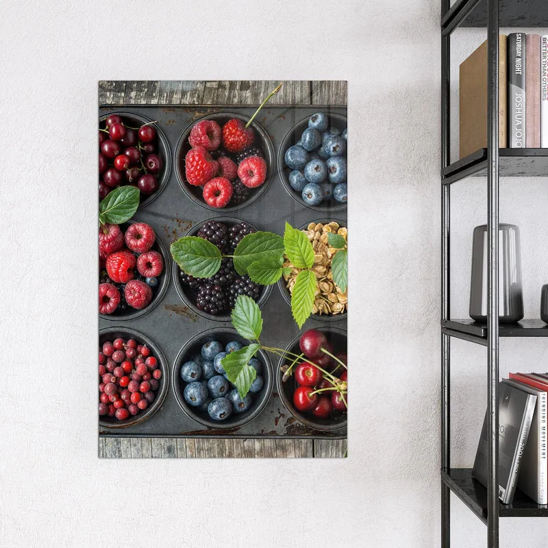 Glas Magnettafel - Beeren in Muffinform