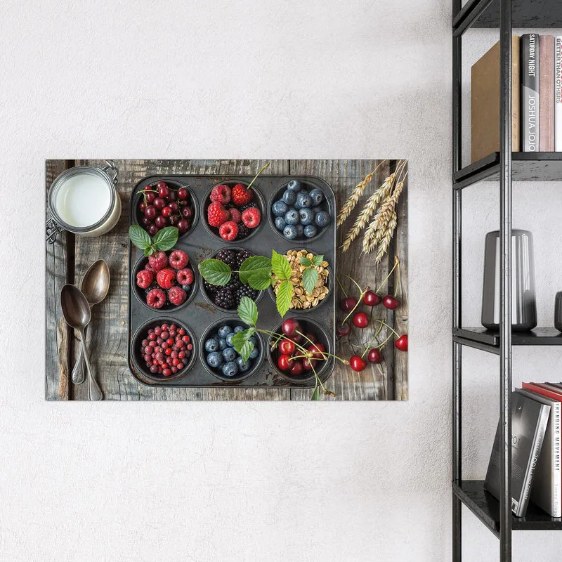 Glas Magnettafel - Beeren in Muffinform