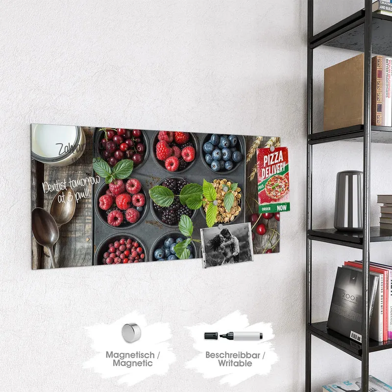 Glas Magnettafel - Beeren in Muffinform