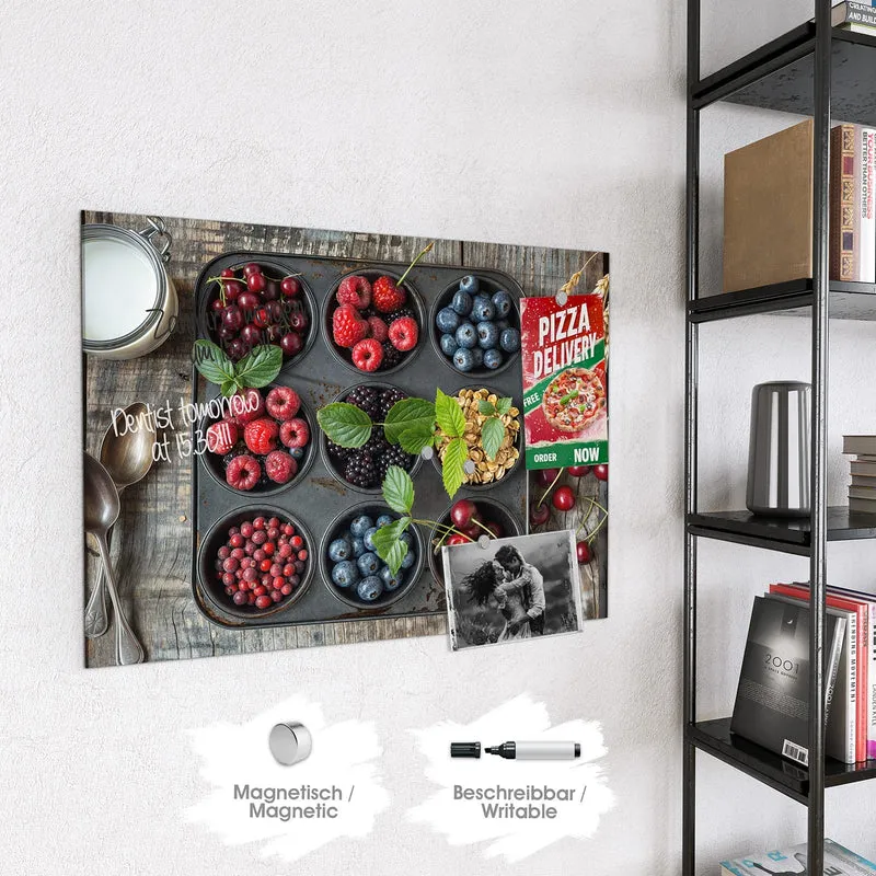Glas Magnettafel - Beeren in Muffinform