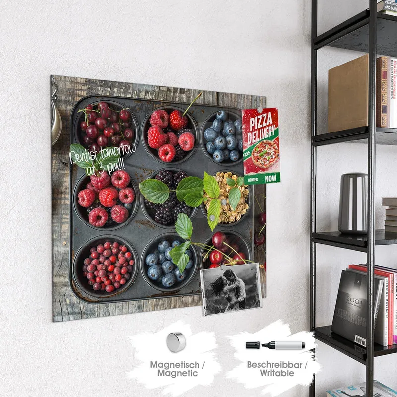 Glas Magnettafel - Beeren in Muffinform