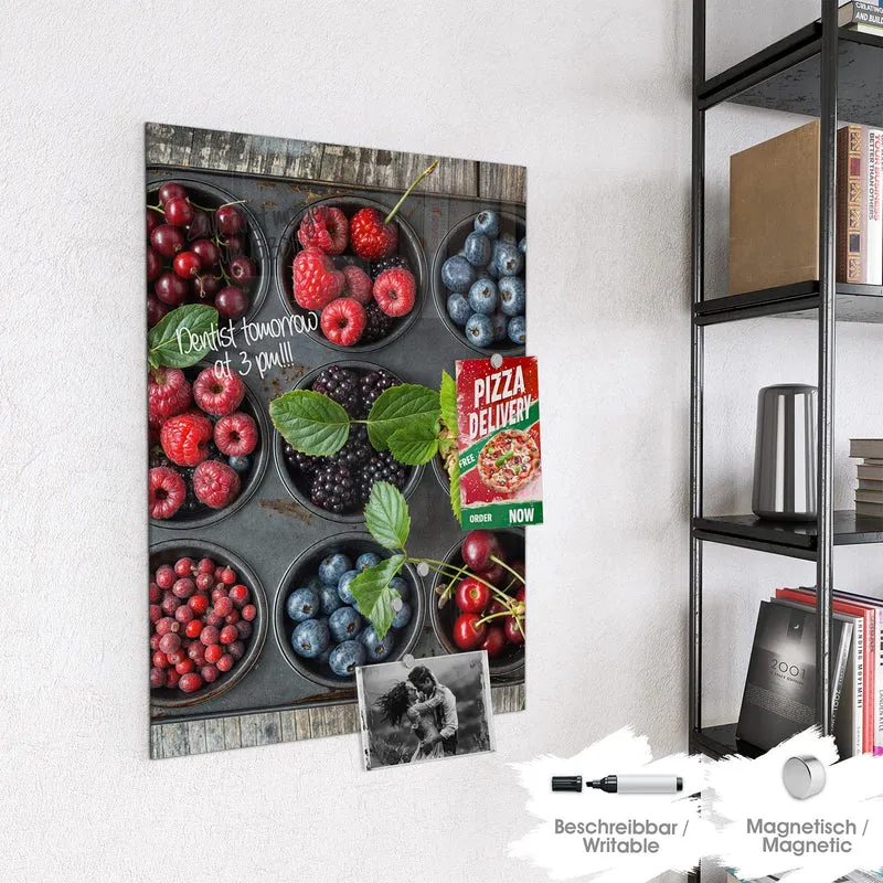 Glas Magnettafel - Beeren in Muffinform