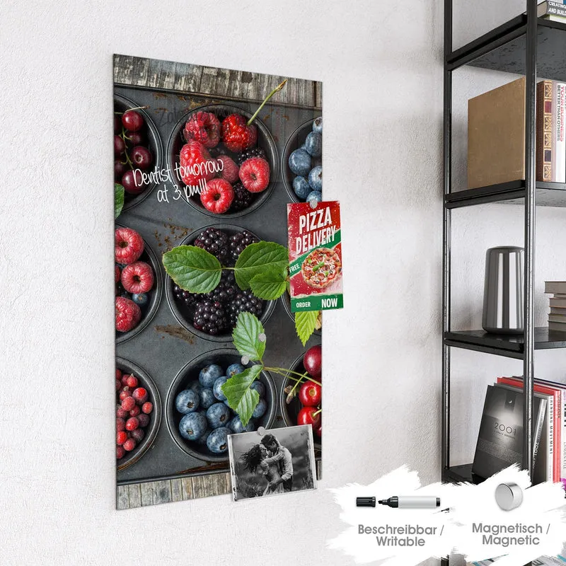 Glas Magnettafel - Beeren in Muffinform