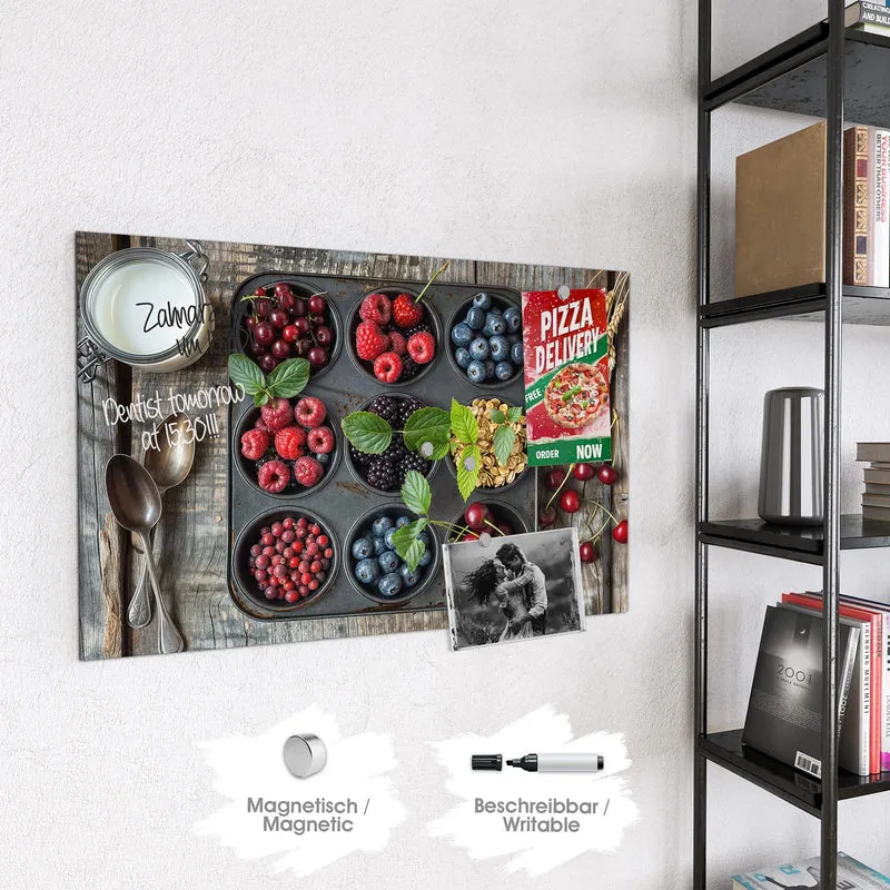Glas Magnettafel - Beeren in Muffinform