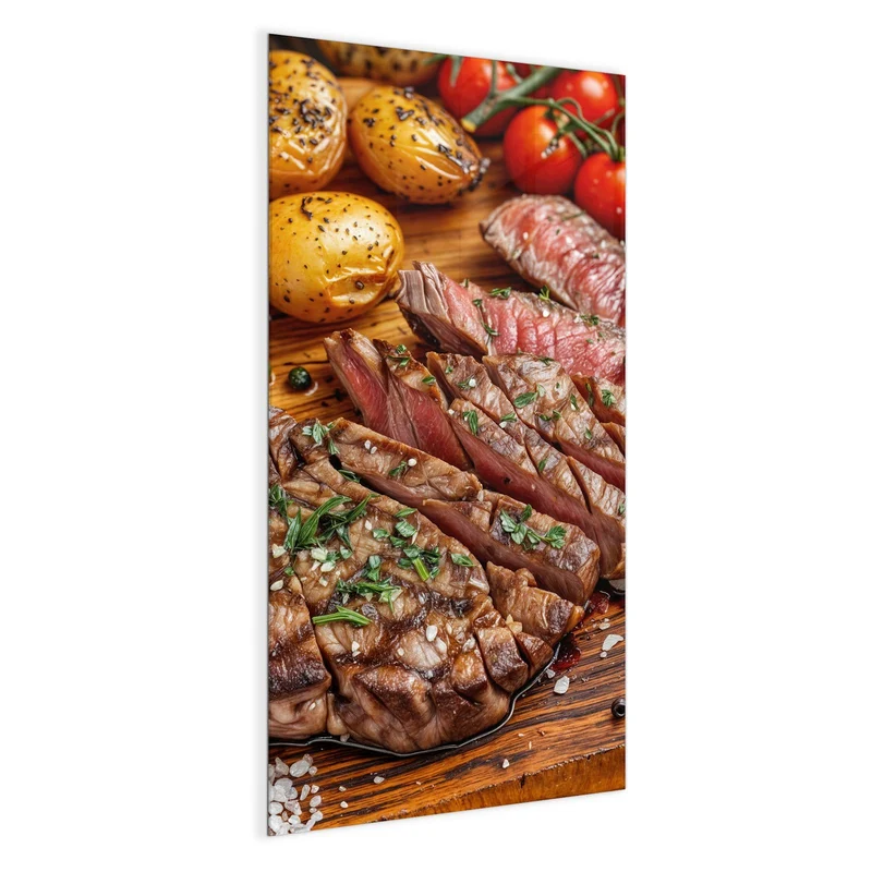 Glas Magnettafel - Steak mit Kartoffeln