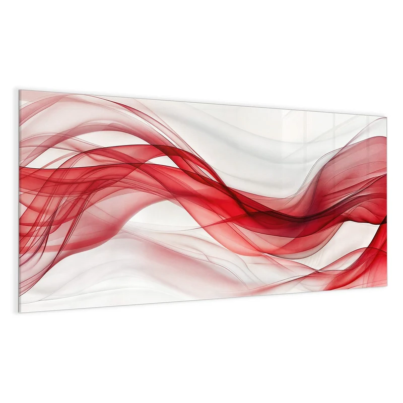 Glas Magnettafel - Rote Bänder auf Weiß
