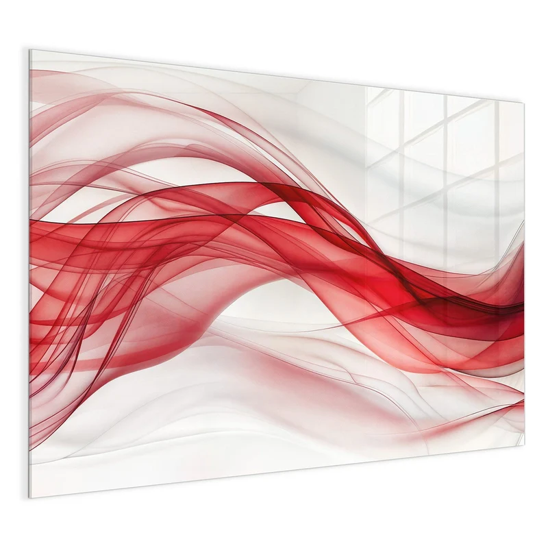 Glas Magnettafel - Rote Bänder auf Weiß