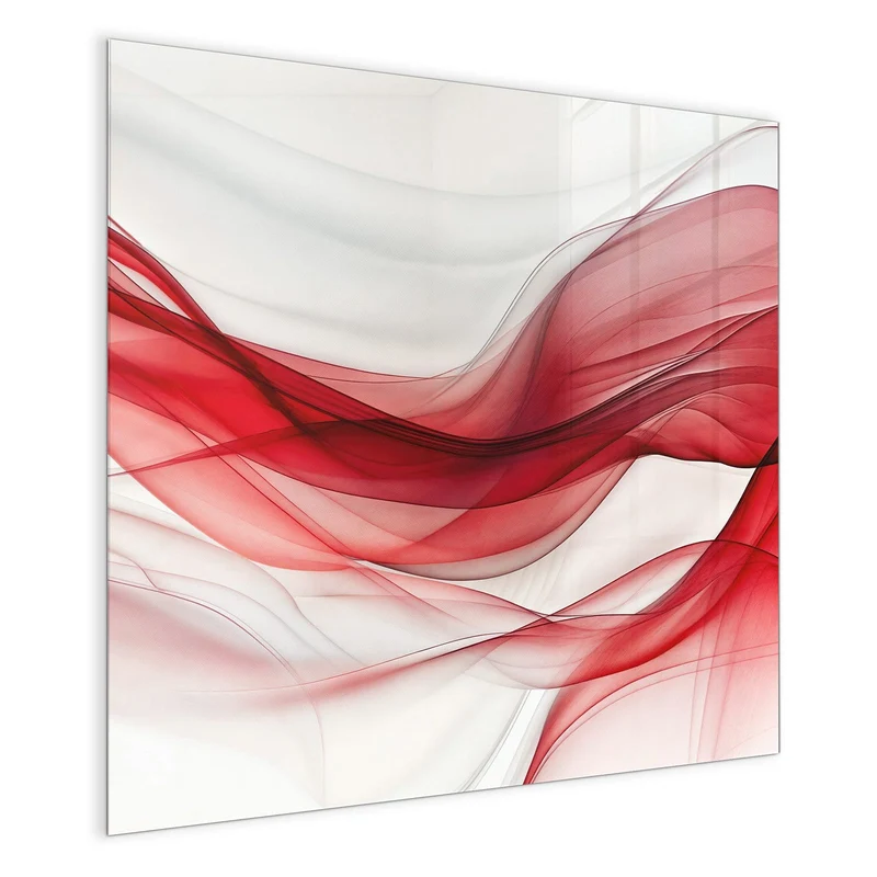 Glas Magnettafel - Rote Bänder auf Weiß